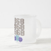 1968ヒッパイフラワーパワーピースサインアクアパープル フロストグラスマグカップ (正面右)