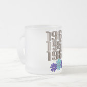 1968ヒッパイフラワーパワーピースサインアクアパープル フロストグラスマグカップ (正面左)