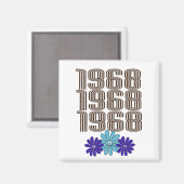 1968ヒッパイフラワーパワーピースサインアクアパープル マグネット (正面/裏面)