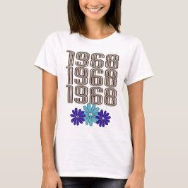 1968ヒッパイフラワーパワーピースサインアクアパープル Tシャツ