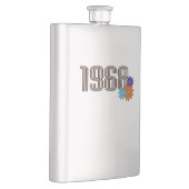 1968ヒッピー平和サインフラワーオレンジアクアパープル フラスク (右)