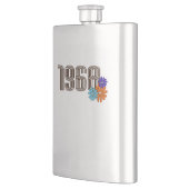 1968ヒッピー平和サインフラワーオレンジアクアパープル フラスク (左)