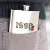 1968ヒッピー平和サインフラワーオレンジアクアパープル フラスク (インサイチュ)