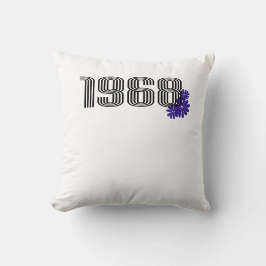 1968ヒッピー平和サイン花パワーパープル クッション (正面)