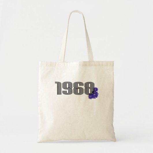 1968ヒッピー平和サイン花パワーパープル トートバッグ (正面)