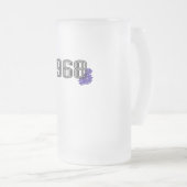 1968ヒッピー平和サイン花パワーパープル フロストグラスビールジョッキ (正面右)