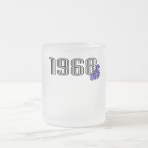 1968ヒッピー平和サイン花パワーパープル フロストグラスマグカップ