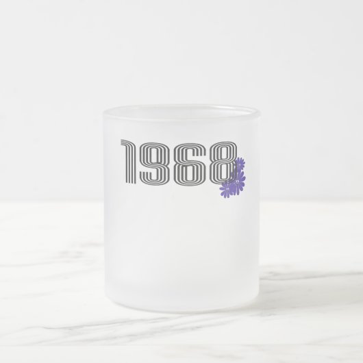 1968ヒッピー平和サイン花パワーパープル フロストグラスマグカップ (中央)