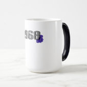 1968ヒッピー平和サイン花パワーパープル モーフィングマグカップ (正面右)