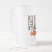 1968ピースサインオレンジヒッピー花パワー フロストグラスビールジョッキ (正面左)