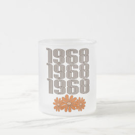 1968ピースサインオレンジヒッピー花パワー フロストグラスマグカップ