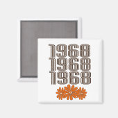 1968ピースサインオレンジヒッピー花パワー マグネット (正面/裏面)