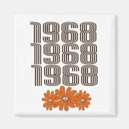 1968ピースサインオレンジヒッピー花パワー マグネット