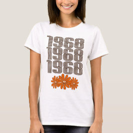 1968ピースサインオレンジヒッピー花パワー Tシャツ