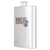 1968ピースサインヒッパイフラワーパワーアクアパープル フラスク (左)