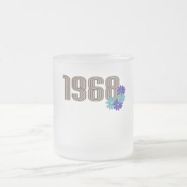 1968ピースサインヒッパイフラワーパワーアクアパープル フロストグラスマグカップ