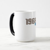 1968ピースサインヒッパイフラワーパワーアクアパープル モーフィングマグカップ (正面左)