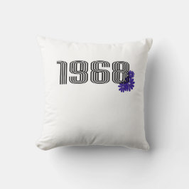 1968フラワーパワーピースサインヒッパイパープル クッション