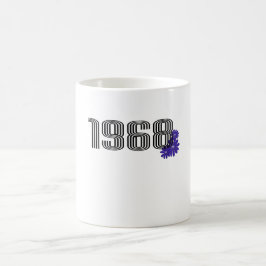 1968フラワーパワーピースサインヒッパイパープル コーヒーマグカップ