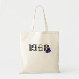 1968フラワーパワーピースサインヒッパイパープル トートバッグ