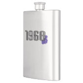 1968フラワーパワーピースサインヒッパイパープル フラスク (左)