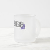 1968フラワーパワーピースサインヒッパイパープル フロストグラスマグカップ (正面右)