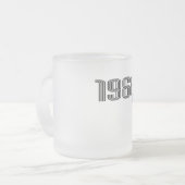 1968フラワーパワーピースサインヒッパイパープル フロストグラスマグカップ (正面左)