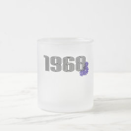 1968フラワーパワーピースサインヒッパイパープル フロストグラスマグカップ