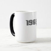 1968フラワーパワーピースサインヒッパイパープル モーフィングマグカップ (正面左)