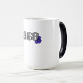 1968フラワーパワーピースサインヒッパイパープル モーフィングマグカップ (正面右)