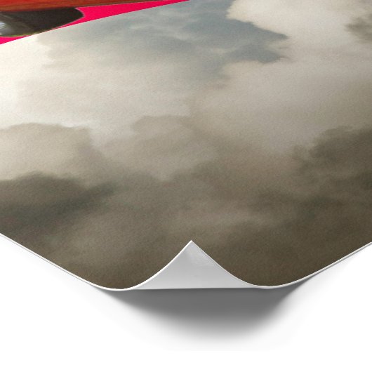 1968プリマス・ロードランナーとアメリカ国旗 ポスター (角)