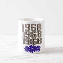 1968平和サインヒッピー花パワーパープル コーヒーマグカップ