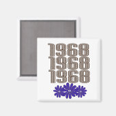 1968平和サインヒッピー花パワーパープル マグネット (正面/裏面)