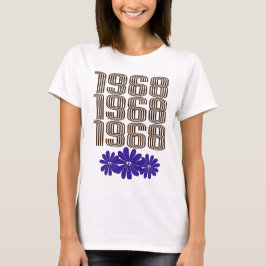 1968平和サインヒッピー花パワーパープル Tシャツ