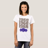 1968平和サインヒッピー花パワーパープル Tシャツ (正面フル)