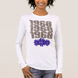 1968平和サインヒッピー花パワーパープル Tシャツ