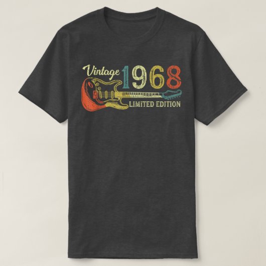 1968年おもしろい誕生日ギフト男性へギター恋人54日 Tシャツ (デザイン正面)