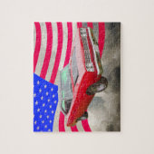 1968年のプリマスのロードランナーおよび米国旗 ジグソーパズル (縦)