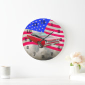 1968年のプリマスのロードランナーおよび米国旗 ラージ壁時計 (ホーム)