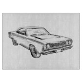 1968年のプリマスのロードランナー筋肉車のイラストレーション カッティングボード (正面)