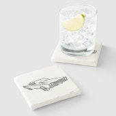 1968年のプリマスのロードランナー筋肉車のイラストレーション ストーンコースター (横)