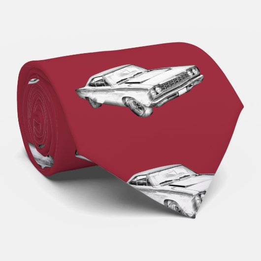 1968年のプリマスのロードランナー筋肉車のイラストレーション ネクタイ (ロール)