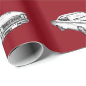 1968年のプリマスのロードランナー筋肉車のイラストレーション ラッピングペーパー (ロールコーナー)