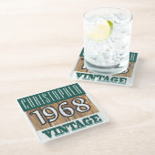 1968年の名前のヴィンテージガラスコースター ガラスコースター (アングル)