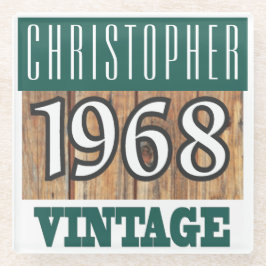 1968年の名前のヴィンテージガラスコースター ガラスコースター
