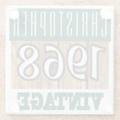 1968年の名前のヴィンテージガラスコースター ガラスコースター (裏面)
