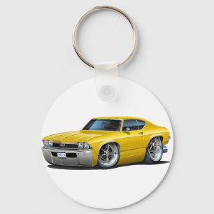 1968年のChevelleの黄色い車 キーホルダー