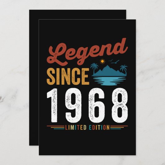 1968年以来の伝説誕生日レトロヴィンテージ 招待状 (正面/裏面)