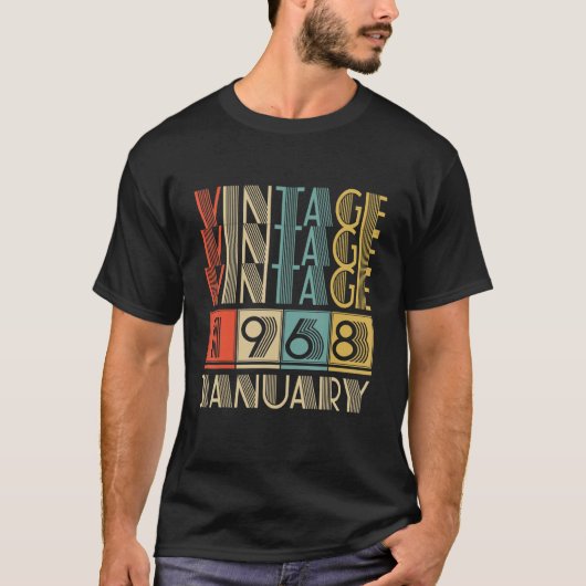 1968年1月に作られた55歳のヴィンテージ55th Birt Tシャツ (正面)