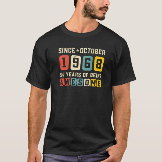 1968年10月以素晴らし降54誕生日ヴィンテージ Tシャツ (正面)